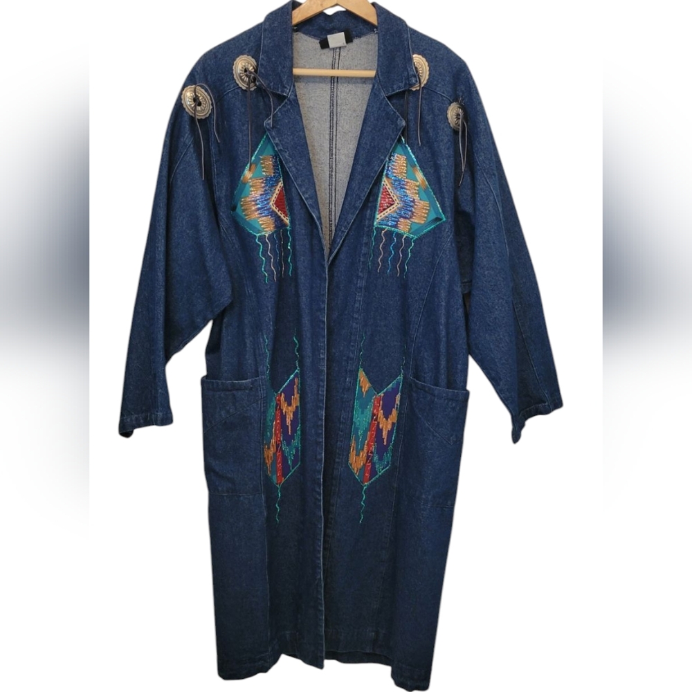 Vintage RoughRider by Circle T Southwestern Jean Long Coat Size Small